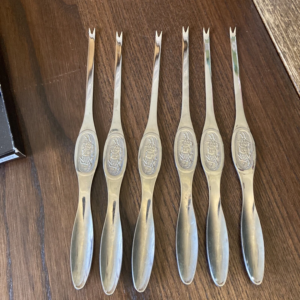 Set of 6 Lobster Crab Forks Pick Scoop 8 Inch Stainless Steel Japan - Image 2 of 4