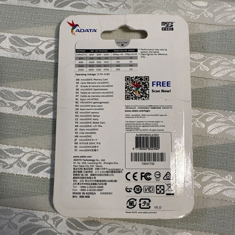 VTG NOS SEALED ADATA MicroSDHC Card - AUSDH8GCL4-RA1 - Image 2 of 2