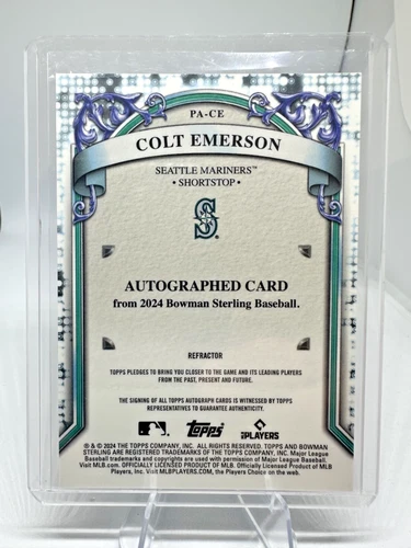 2024 Bowman Sterling COLT EMERSON refractor OC Auto 92/150 Seattle Mariners PACE
