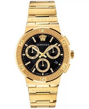 Versace Men Greca Swiss Chronograph Gold-Tone Stainless Steel Bracelet Watch
