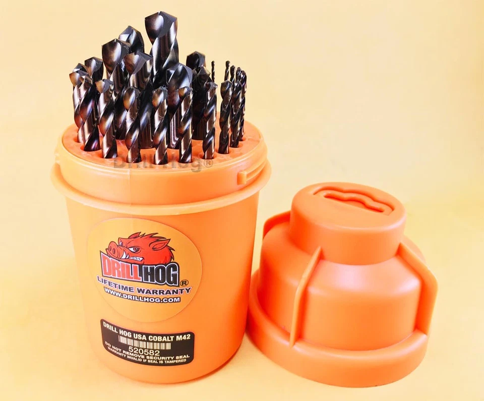Drill Hog® 29 Pc Super Premium Cobalt M42+ Drill Bits Orange Lifetime Warranty  - Image 2 of 4