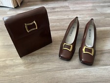 ALBERTO GOZZI Italy SZ40 25,5 cm US 10 HEELS SHOES-NWOB and Bag Brown all NEW