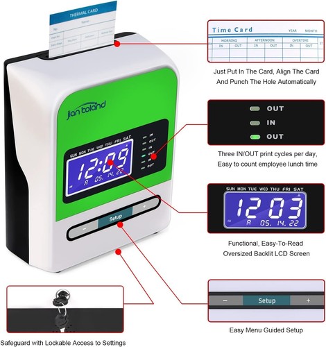 Clocking In Machine Time For Employees Small Business In/Out Time Punch Clock - Picture 7 of 8