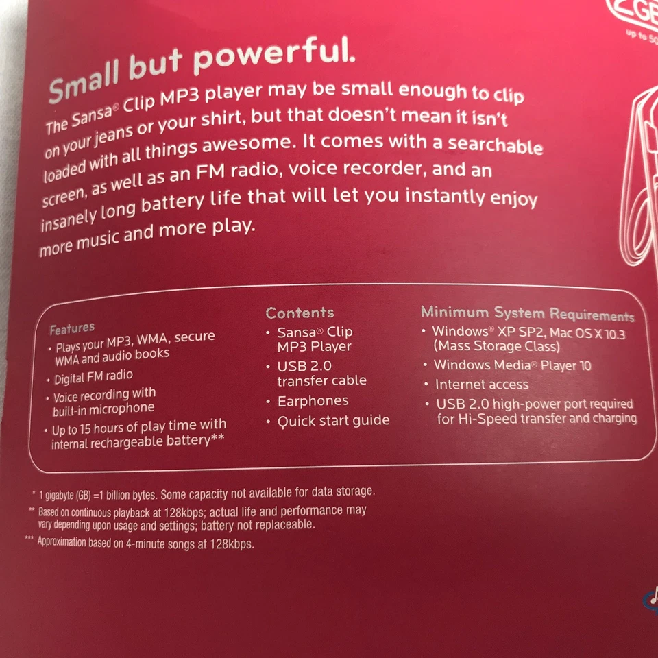 SANDISK Sansa Clip MP3 Player 2 GB - Image 3 of 4