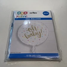 321 Party Foil Balloon Helium Quality 17 In "Oh Baby" 6 Pack 50797