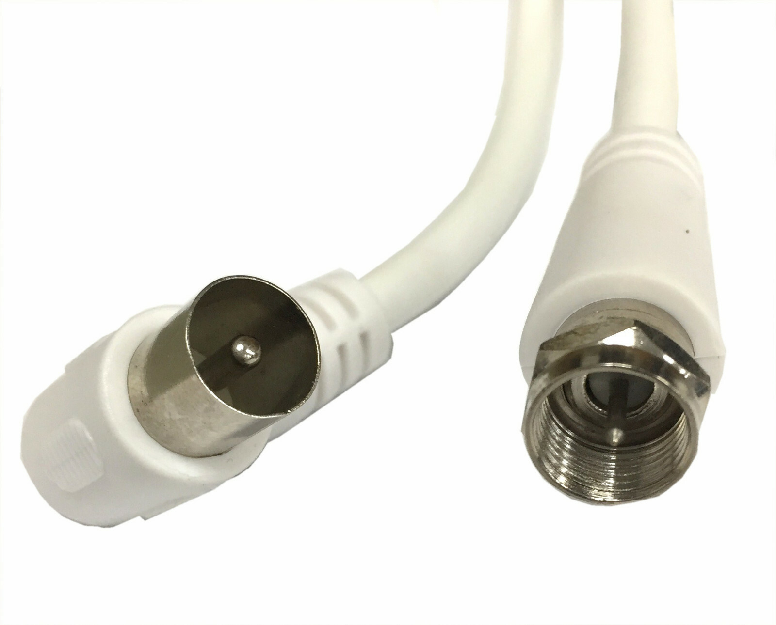 5m White F Plug to 90 Degree Angled Male Coax Plug TV Satellite Aerial Cable