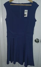 Lauren Ralph Lauren Mini A-Line Dress Womens 12 Navy Jersey Knit Elegant Chic