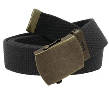 Build A Belt Men's Classic Antique Gold Slider 1.25" Buckle with Canvas Web Belt