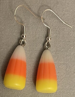 CANDY CORN EARRINGS - Resin with SS Ear Wires HALLOWEEN TRICK-OR-TREAT Realistic