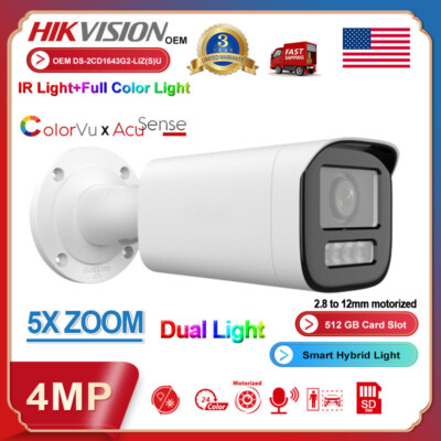 Hikvision Compatible 5X Zoom 4MP Colorvu Bullet IP Camera POE Smart Dual Light