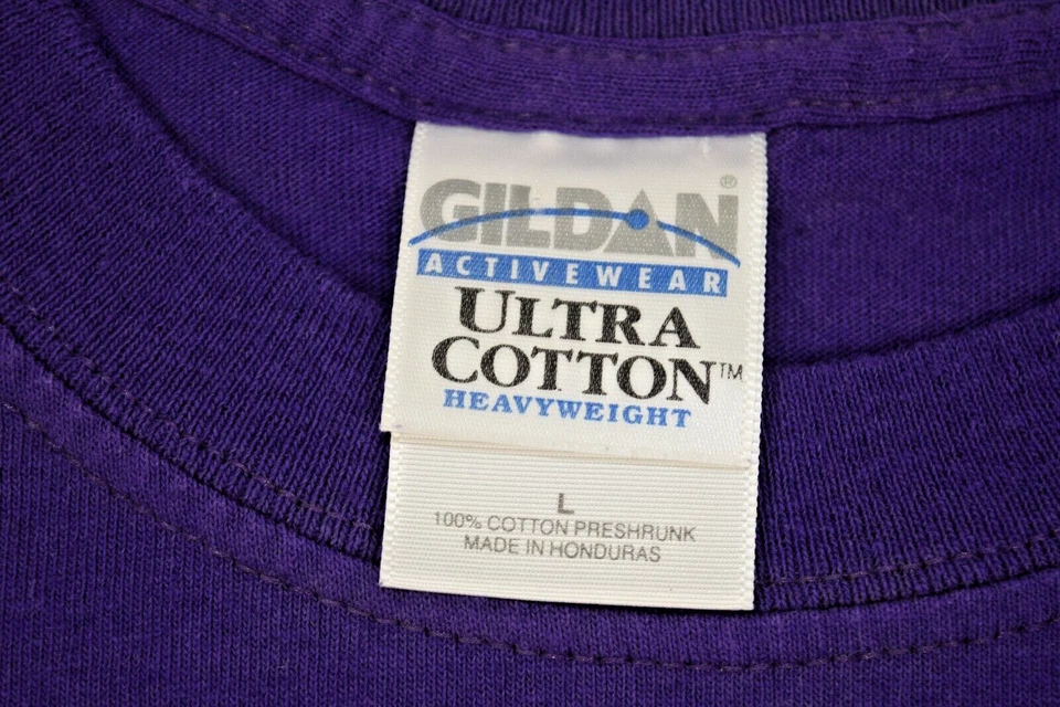 Camiseta Vintage Gildan Púrpura Mardi Gras Talla L Años 90 Camarón Tocando Saxofón Foto 4 de 4