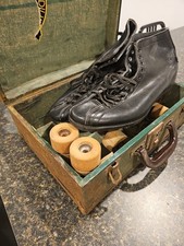 Chicago Vintage Black Leather Roller Skates Size 9 With Extra Wheels