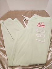 Vtg Y2k Aeropostale Sz L Aero NY Green Joggers Workout Outdoor Comfy Sweatpants