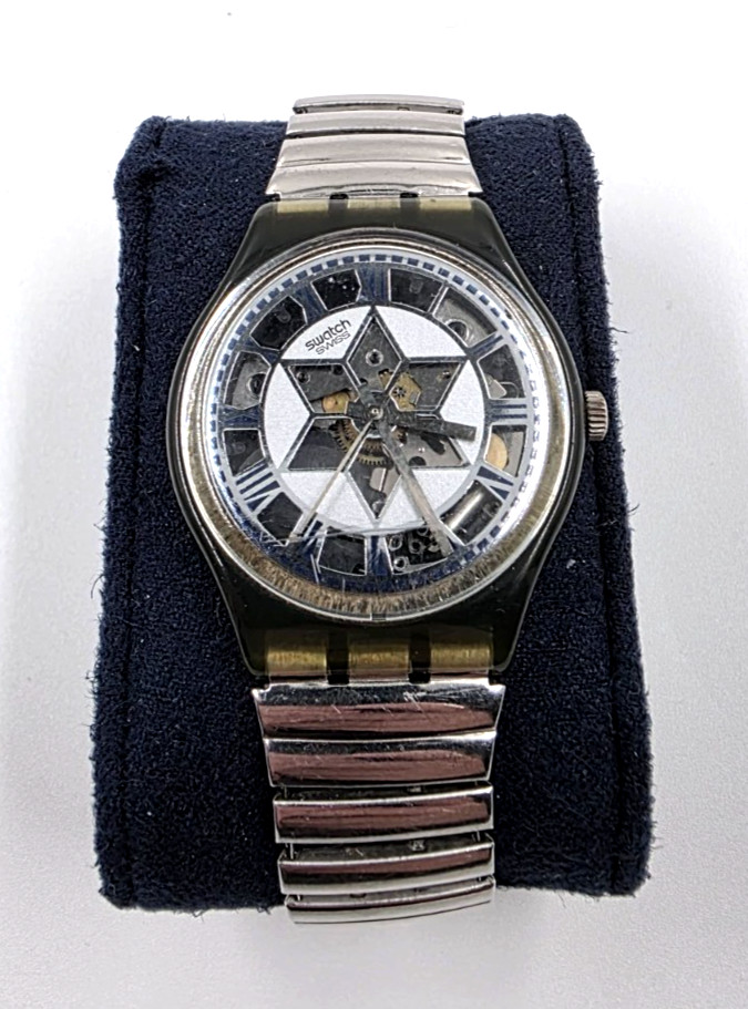 Swatch Gent Decoscraper GP109 1994 Silber Armbanduhr Analog Quarzuhr Sammler ✅
