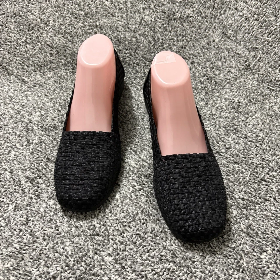 Женские шиммеры ComfortView Bethany без шнуровки на плоской подошве размер 10 ШИРОКИЕ черная ткань - Изображение 2 из 4