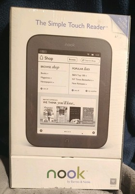 Barnes & Noble Nook Simple Touch 2GB, Wi-Fi, 6in eBook Reader - Black Unopened 