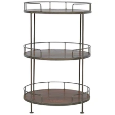 Three Tier Industrial Round Shelf with Metal Frame