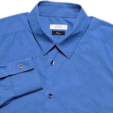 Versace Collection Trend Fit Blue Gingham Button Down Dress Shirt Mens Sz 41 L