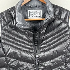 Xersion Down Puffer Vest Performance Wear Packable Premium Black Large Womens