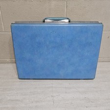 Vintage Samsonite Blue Hard Shell Vinyl Briefcase Attache Case With Key