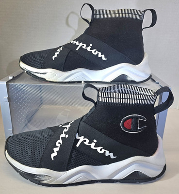 Champion Men's Black/White/Red Rally Crossover  Slip-On Sneakers Size 9.5 