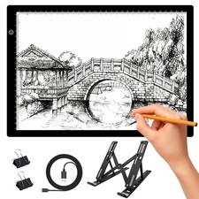 A4 LED Tracing Light Pad with Stand  2 Clips, Ultra-Thin Portable Light Box ...