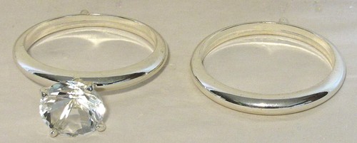 5" Silver Plated His & Hers Wedding Ring Cake Topper 'Forest Creek Gems'
