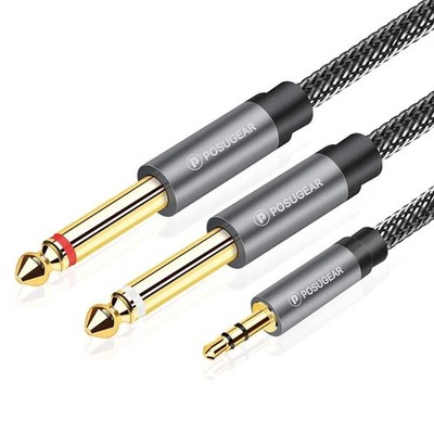 Audio Y Splitter 3,5 mm auf 2x6,35 mm Kabel 2 m Klinke Adapter Kopfhörer Stereo