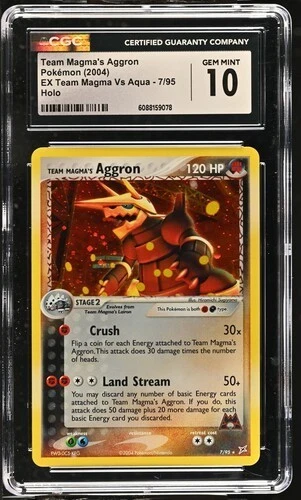 LOW POP CGC 10 2004 Team Magma's Aggron 7/95 Team Aqua Vs Team Magma Holo