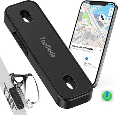 New TopMade Bike Tracker Works w/ Apple Find My iOS GPS Rechargeable Waterproof