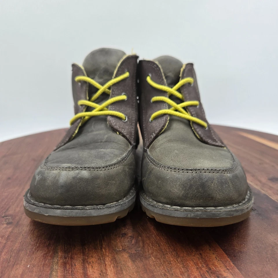 Botas UGG Orin Jóvenes Niños 12 Gris Cuero Nobuck Piel de Oveja Cremallera Con Cordones Cálidas Foto 2 de 4