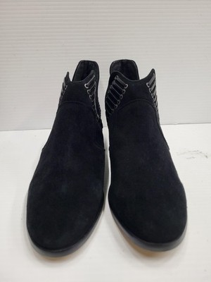 Vince Camuto Pevista Boots Womens Size 8 Black Suede Ankle Grommet VC-PEVISTA