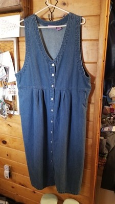 Cottage Core Denim Dress Womens 2X Overall Jumper Modest Premier International