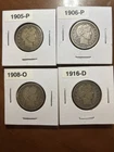 Barber Quarter Lot of 4- Mixed Date& Mints 1905-p 1906-p 1908-O 1916-D