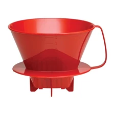 Pour-Over Coffee Brewing Filter Cone, Number 4-Size, Red, Brews 8 to 12-Cups