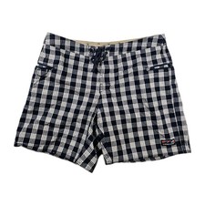 Patagonia Wavefarer Board Shorts 38 Plaid Navy SP20 Organic Cotton Swim Trunks