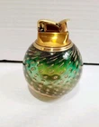 VTG Murano Art Glass Table Lighter  Bullicante Green Gold Bubble MCM Evans