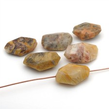 6 faceted crazy lace agate nugget beads orange brown stone ranges 20mm 24mm