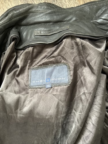 Chevignon Men's Leather Jacket XL Black Button-Up Coat 48 In Chest 32 In Length - Picture 16 of 20