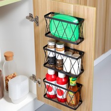 3 Pack Adhesive Cabinet Door Organizer Black Lid Inside Storage Slim Holder