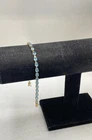 14K Yellow Gold Blue Topaz Pear Cut Tennis Bracelet 7 7/8" 6.6g