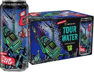 (12 Pack) Monster Tour Water, Sparkling Deep Well Drinking Water, 16 Fl Oz