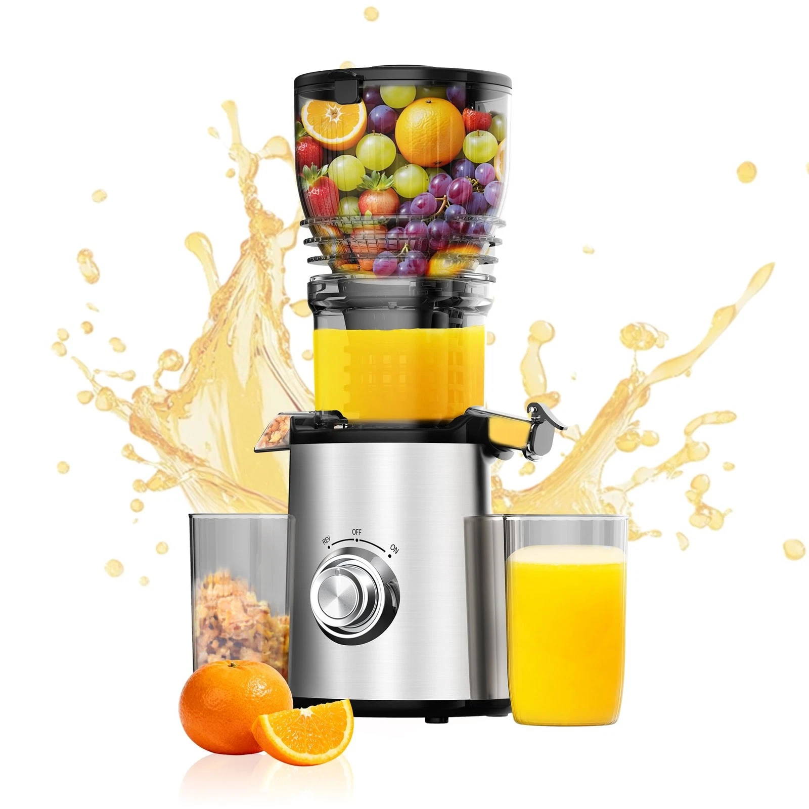Cold Press Juicer Machines 5.8" Wide Feed Chute, Easy To Clean, Slow Mastica...