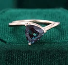 Trillion Cut Alexandrite Engagement ring 14K Gold Plated Ring Wedding Jewellery