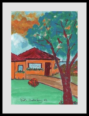 Original Mischtechnikgemälde Ruth Underberg 1924-2002, Ferienhaus auf Korsika 62