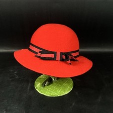Vintage Wool Red w/ Black Bow Hat