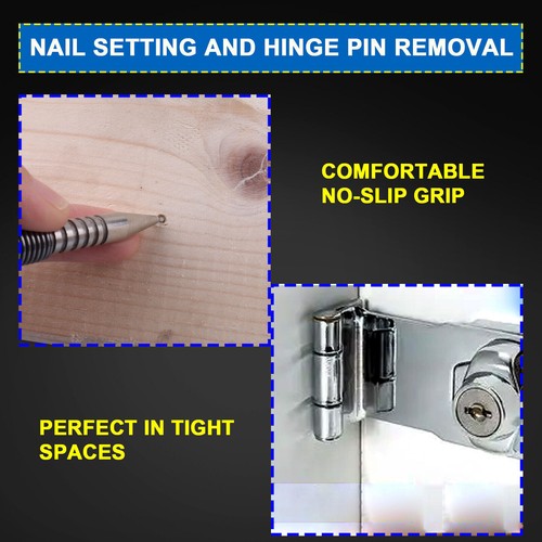 4-Pack Spring-Loaded Nail Set - Hammerless Punch Tool for Trim and Carpentry - Picture 16 of 24
