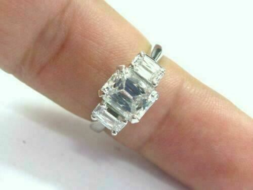 4.15ct Emerald Cut Diamond Simulated Engagement Ring in 14K White Gold Size 8.5 - Picture 3 of 5