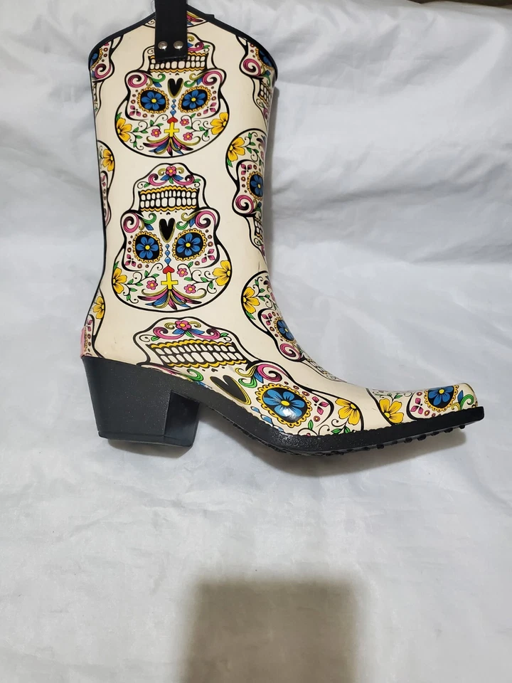 Botas Blazin Roxx Calavera de Azúcar Puntera Cuadrada Talla 7 Bota de Lluvia Foto 4 de 4