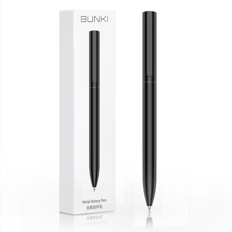 Metal Pen Rotating Gel Black Blue Ink Writing School Office Supply